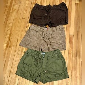 3 pair vintage (2007) Old Navy linen low-rise shorts
